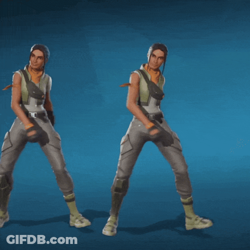 A Woman In A Green Vest Is Standing Next To A Man In A White Shirt GIF
