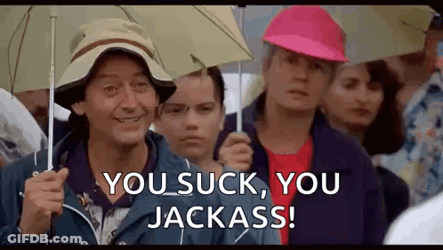 A Woman In A Hat Is Holding An Umbrella In A Crowd Of People . GIF