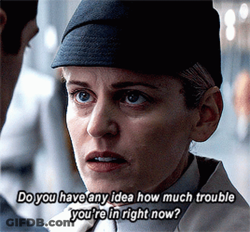 Woman In Hat Says How Much Trouble GIF