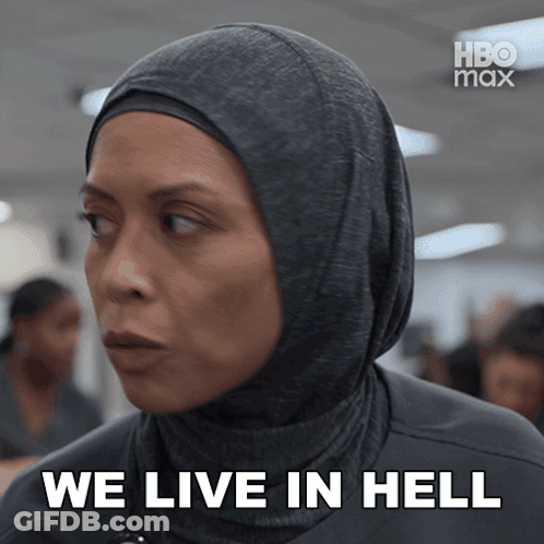 A Woman In A Hijab Is Saying We Live In Hell GIF