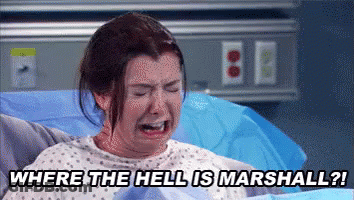 A Woman In A Hospital Gown Is Crying And Says Where The Hell Is Marshall . GIF