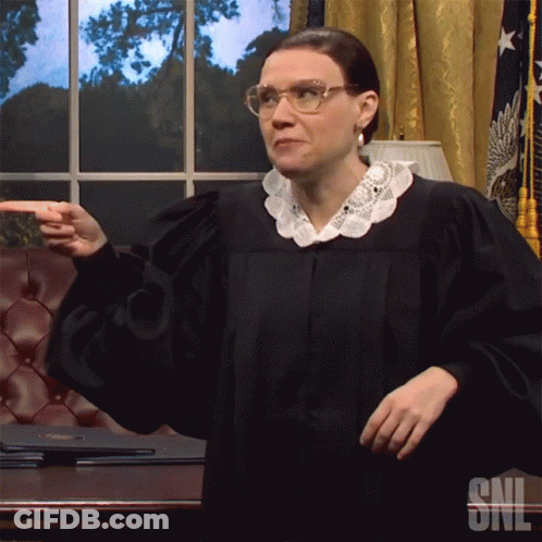 A Woman In A Judge 'S Gown Takes A Selfie With The Snl Logo In The Corner GIF