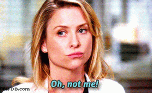 A Woman In A Lab Coat Is Saying " Oh Not Me " GIF