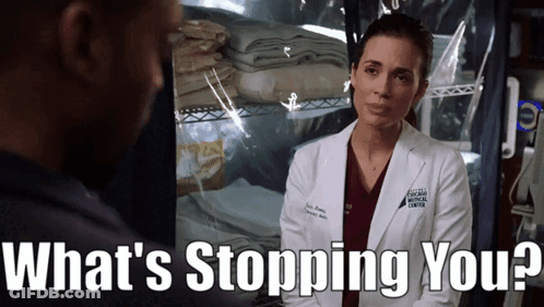 Woman In Lab Coat Asking What's Stopping You GIF