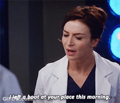 A Woman In A Lab Coat Says I Left A Boot At Your Place This Morning .. GIF