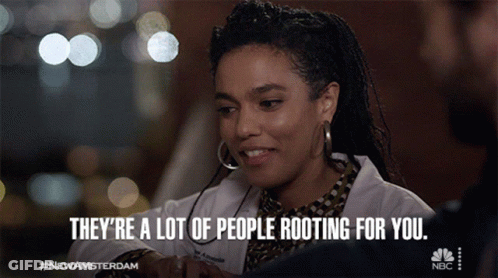 Woman In Lab Coat Saying They're Rooting For You GIF