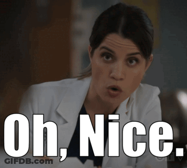 A Woman In A Lab Coat With The Words Oh Nice Above Her GIF