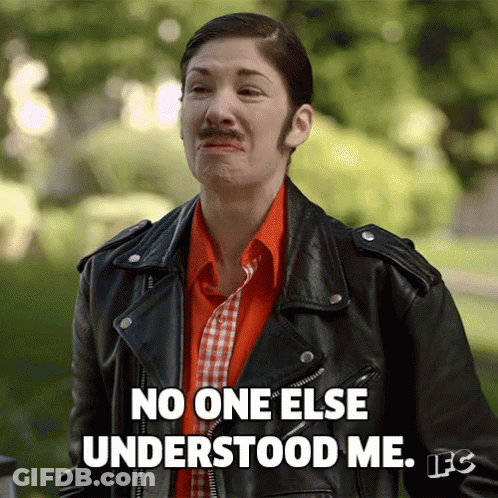 A Woman In A Leather Jacket Is Saying No One Else Understood Me GIF