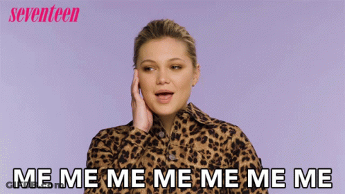 A Woman In A Leopard Print Shirt Says Me Me Me Me Me GIF