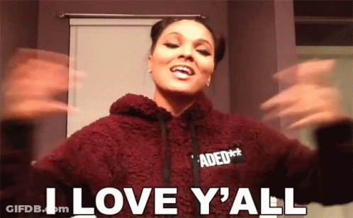 A Woman In A Maroon Hoodie Says I Love Y All GIF