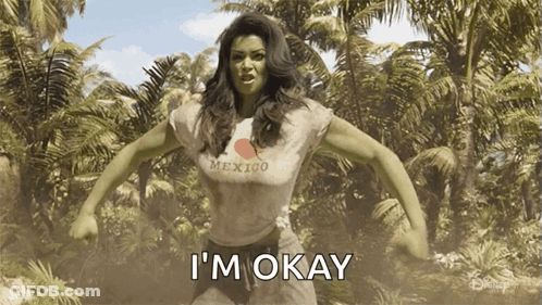 A Woman In A Mexico Shirt Says I 'M Okay In A Jungle GIF