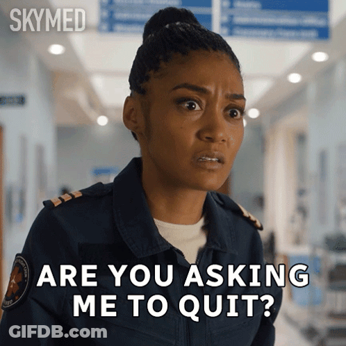 A Woman In A Military Uniform Says " Are You Asking Me To Quit ? " GIF