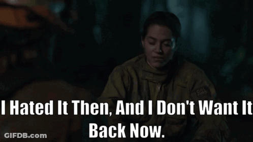 A Woman In A Military Uniform Says " I Hated It Then And I Don T Want It Back Now " GIF