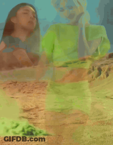 A Woman In A Neon Green Top And Shorts GIF