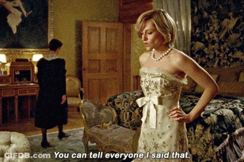 A Woman In A Pearl Necklace Says You Can Tell Everyone I Said That GIF