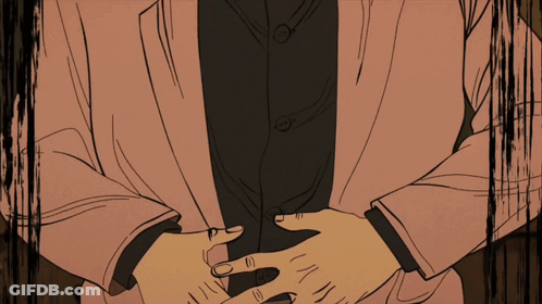 A Woman In A Pink Jacket Is Laughing With Her Mouth Wide Open GIF