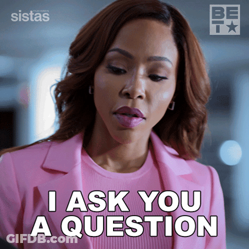 A Woman In A Pink Jacket Is Saying I Ask You A Question GIF