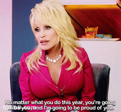 A Woman In A Pink Jacket Says " No Matter What You Do This Year You 'Re Going To Be You GIF