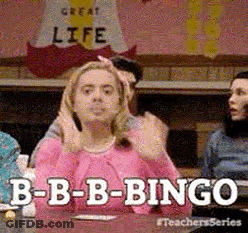 Woman In Pink Playing Bingo GIF