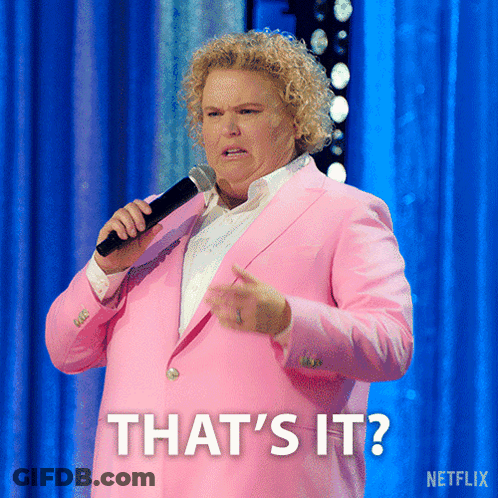 A Woman In A Pink Suit Is Holding A Microphone And The Caption Says That 'S It GIF