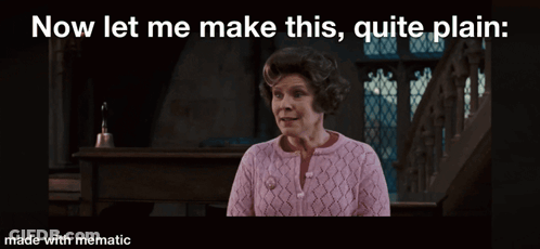 A Woman In A Pink Sweater Says Now Let Me Make This Quite Plain Made With Mematic GIF