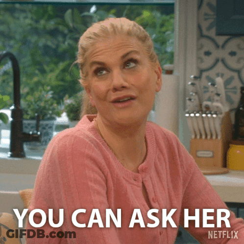 Woman In Pink Sweater Says You Can Ask Her Netflix GIF