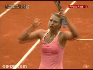 A Woman In A Pink Tank Top Is Running On A Track With Press Red In The Upper Left Corner GIF