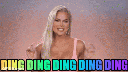 A Woman In A Pink Tank Top Says Ding Ding Ding Ding Ding Ding GIF