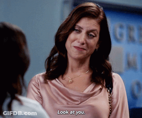 Woman In Pink Top Says Look At You GIF