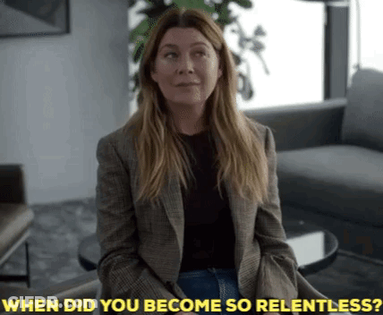 A Woman In A Plaid Jacket Is Sitting On A Couch And Asking When Did You Become So Relentless ? GIF