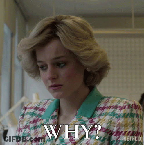 A Woman In A Plaid Jacket Says " Why " GIF