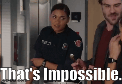 A Woman In A Police Uniform Is Holding A Spoon And Says That 'S Impossible .. GIF