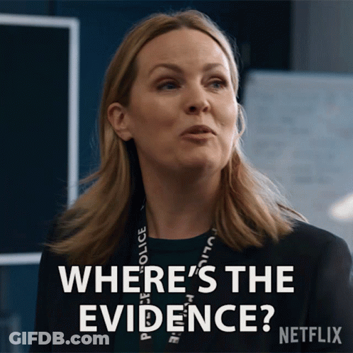 A Woman In A Police Uniform Says Where 'S The Evidence Netflix GIF