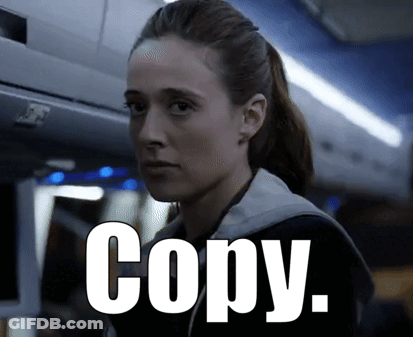 A Woman In A Ponytail Is Looking At The Camera With The Words Copy Written In White GIF