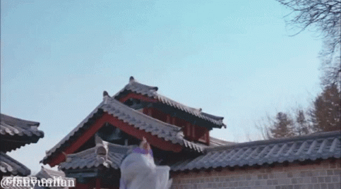 A Woman In A Purple Dress Is Dancing In Front Of A Brick Building With The Hashtag Fanyumifan GIF
