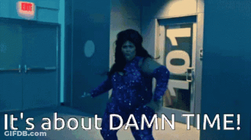 A Woman In A Purple Dress Is Dancing In Front Of A Door That Says Lot GIF