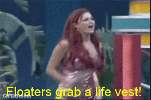 Woman In Purple Dress With Floaters And Life Vest GIF
