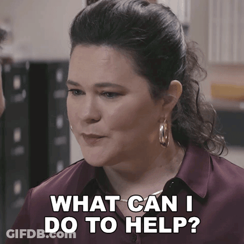 Woman In Purple Asking What Can I Do To Help GIF