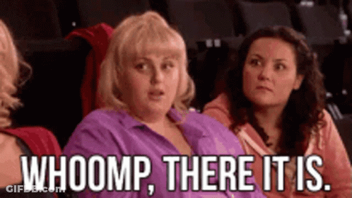 A Woman In A Purple Shirt Is Sitting Next To Another Woman In A Stadium And Says Whoomp There It Is . GIF