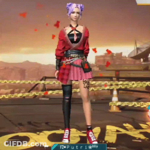 A Woman In A Red And Pink Dress Is Standing In Front Of A Chain Link Fence In A Video Game . GIF