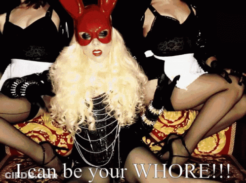 A Woman In A Red Bunny Mask Says I Can Be Your Whore !!! GIF
