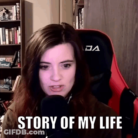 A Woman In A Red Chair Is Talking Into A Microphone And The Words Story Of My Life Are Visible Behind Her . GIF