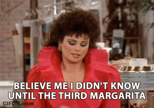 A Woman In A Red Dress Says Believe Me I Didn 'T Know Until The Third Margarita GIF