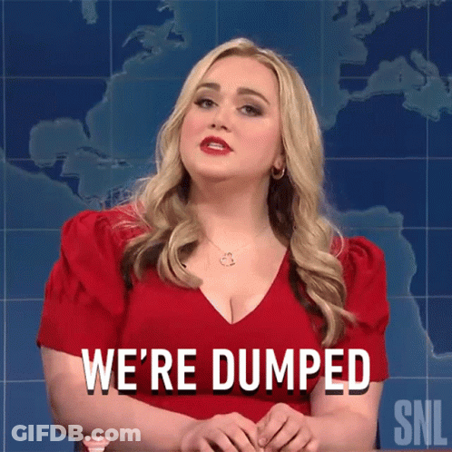 A Woman In A Red Dress Says We 'Re Dumped On Snl GIF