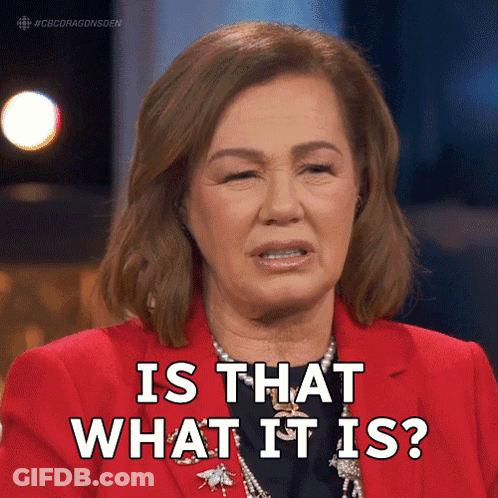 A Woman In A Red Jacket Is Saying " Is That What It Is " GIF