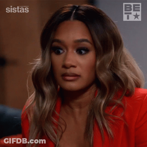 A Woman In A Red Jacket Says Exactly In Front Of A Sistas Logo GIF