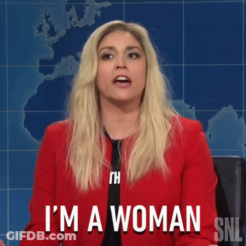 A Woman In A Red Jacket Says I 'M A Woman On Snl GIF