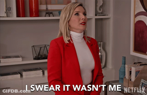 A Woman In A Red Jacket Says I Swear It Was N't Me Netflix GIF