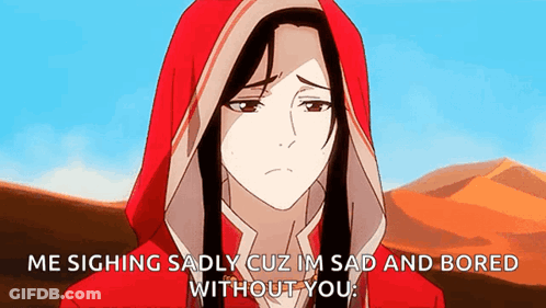 A Woman In A Red Jacket With A Hood Is Sad And Bored Without You GIF