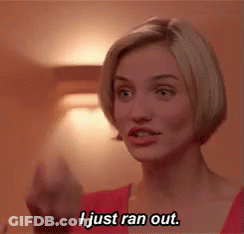 A Woman In A Red Shirt Says I Just Ran Out . GIF